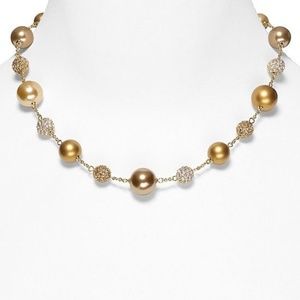 CAROLEE  Crystal Faux Pearl Gold-Tone Illusion